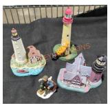 Lighthouse and People Figurine Lot