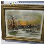 Snowy Cabin Painting