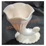 Pink Milk Glass Shell Vase