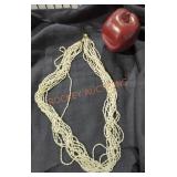 Vintage White MultiStrand Bead Necklace
