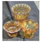 vintage L.E. Smith Moon & Stars amber glass lot