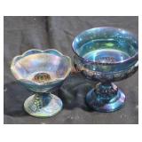 Indiana Glass blue iridescent carnival glass