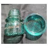 Aqua Colored Glass Insulator and Dish