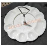 Milk Glass Deviled Egg Serving Tray