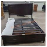 Queen size bed frame with two storage units