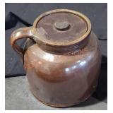 Brown slip stoneware bean pot