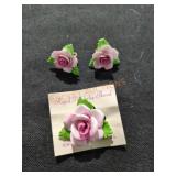 Matching Bone China Earrings and Pin