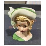 mid-century ceramic lady head vase