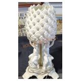 mid-century modern ceramic cherub pineapple lamp