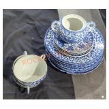 Blue phoenix vintage plates and cups