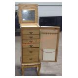 Wooden standing jewelry armoire 40" H x 15" W