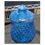 vintage Empoli blue optic glass apothecary jar
