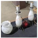 Black Drizzle Milk Glass Lamp Bases & Shade