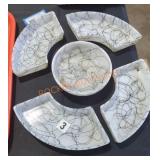 Hazel-Atlas Drizzle Black Milk Glass Serving Trays
