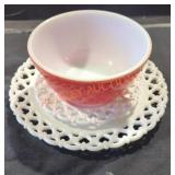 Westmoreland milk glass plates with Pyrex