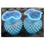 Light Blue Fenton Glass Vases - Qty 2