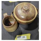 Hand made ceramic mug and pot with lid