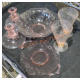 Pink Depression Glassware Lot