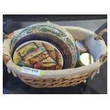 Decorative plates and basket lot