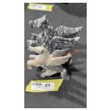 Carved Marble Pegasus Figurines - Qty 2