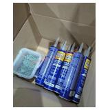 Box of liquid nails and screws