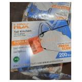 1 box HDX tall kitchen 13 gal drawstring trash