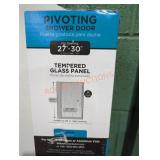 Pivoting shower door 27" -30" tempered glass panel