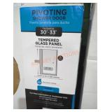 Pivoting shower door 30" -33" tempered glass panel