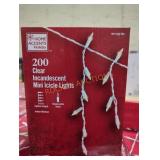1 200 ct clear incandescent mini icicle lights