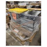 Mini Fridge, Storage Totes, Chair, Floor Cabinet