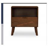 Mid-Century Modern 1-Drawer Nightstand with Shelf