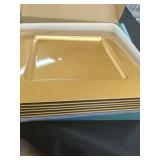 (6) square gold plastic plates