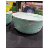 Green serve bowl with spoon