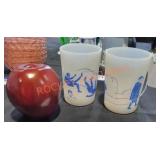 Nursery Rhymes White Milk Glass Cups - Qty 2