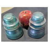 Blue Glass insulators - Qty 2