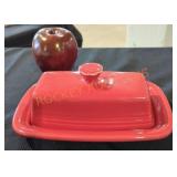 Fiestaware Red Butter Dish w Lid