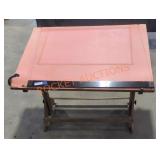 Vintage Wooden Drafting Table with Adjustable Top