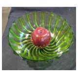 Green Glass Fruit Bowl
