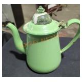 Vintage Enamel Coffee Pot w Uranium Lid