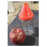 Vintage Glass Sugar Dispenser w Red Top