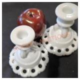 Milk Glass Candlesticks - Qty 2