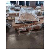 Metal shelving, flooring, base board heater, cap