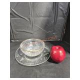 Crystal Bowl and Etched Glass Plate