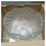 Glass Punch Bowl w Matching Glasses