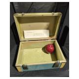 Vintage Blue Hard Shell Gateway Suitcase and Sign