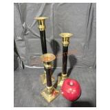 Black and Gold Candle Sticks - Qty 3