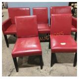 Red Leather Dining Chairs - Qty 5
