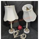 Vintage Table Lamps w Marble Base - Qty 2