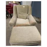 Light Green Arm Chair with Ottoman