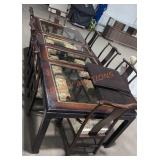 Framed Glass Pane Dining Table w Chairs